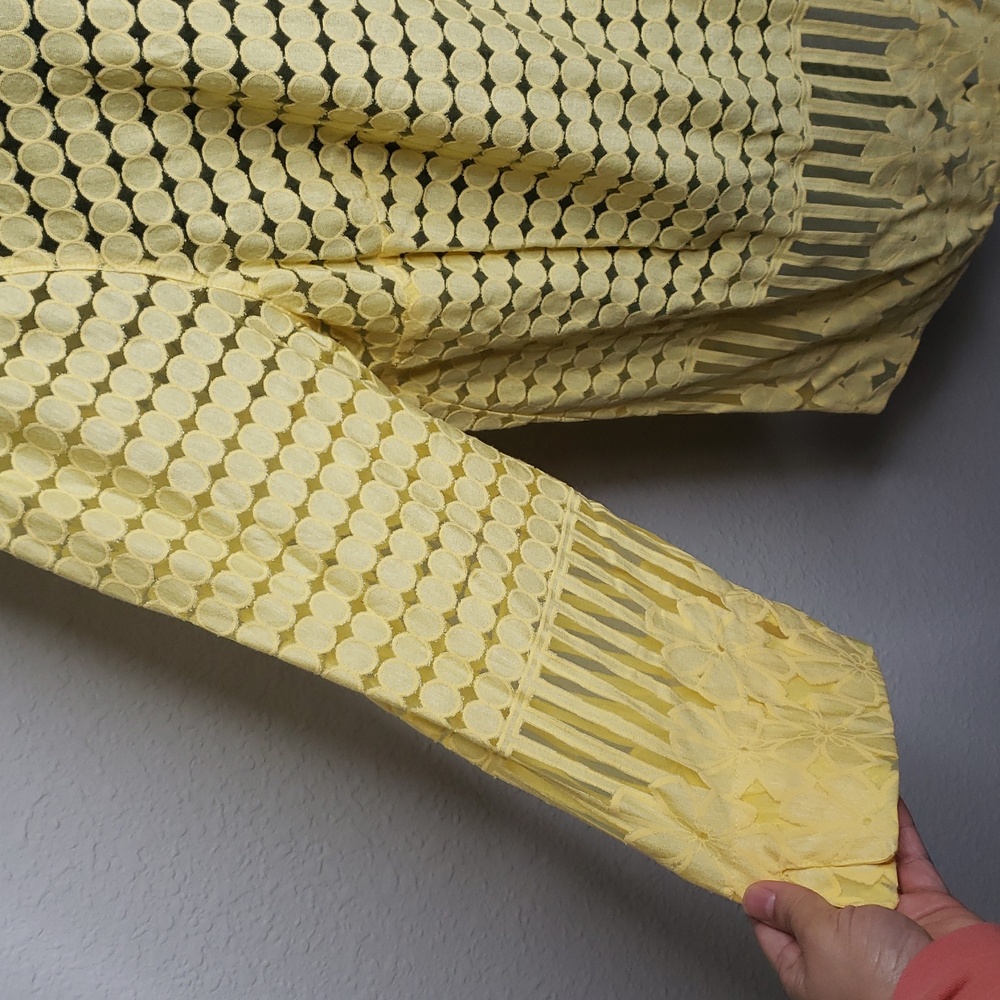 Alfred Dunner Womens Floral Polka Dot See Through Tunic Top Yellow Size 2X Boho - Picture 3 of 16